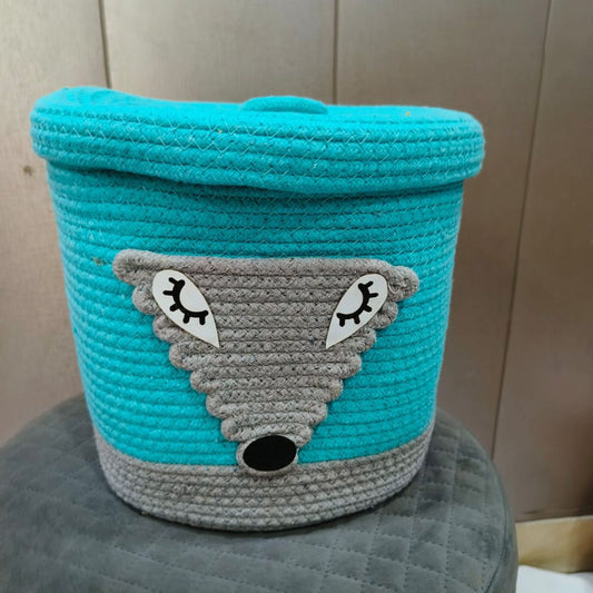 kids blue grey color cotton rope gift basket