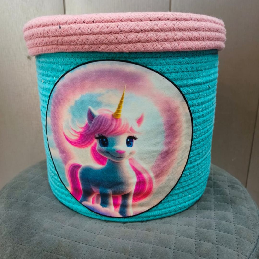 kids unicorn cotton rope gift basket