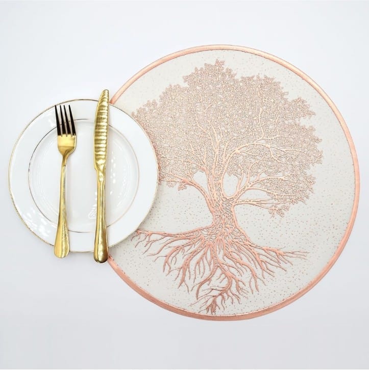 Leaf Pvc Waterproof Round Insulated Table Mat Set of 6