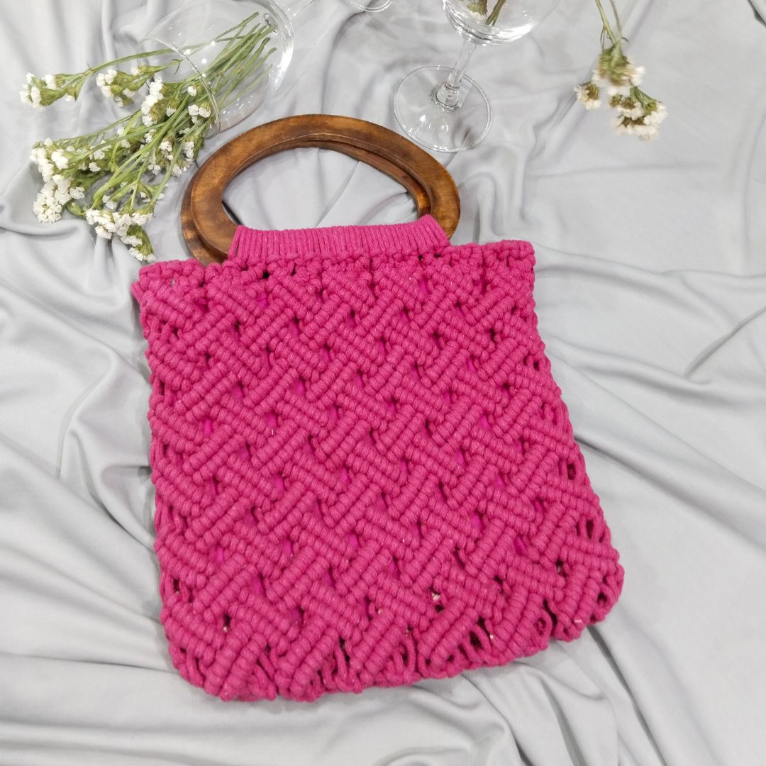 Pink-Macrame-Knotted-handBag-macrame-sling-bag