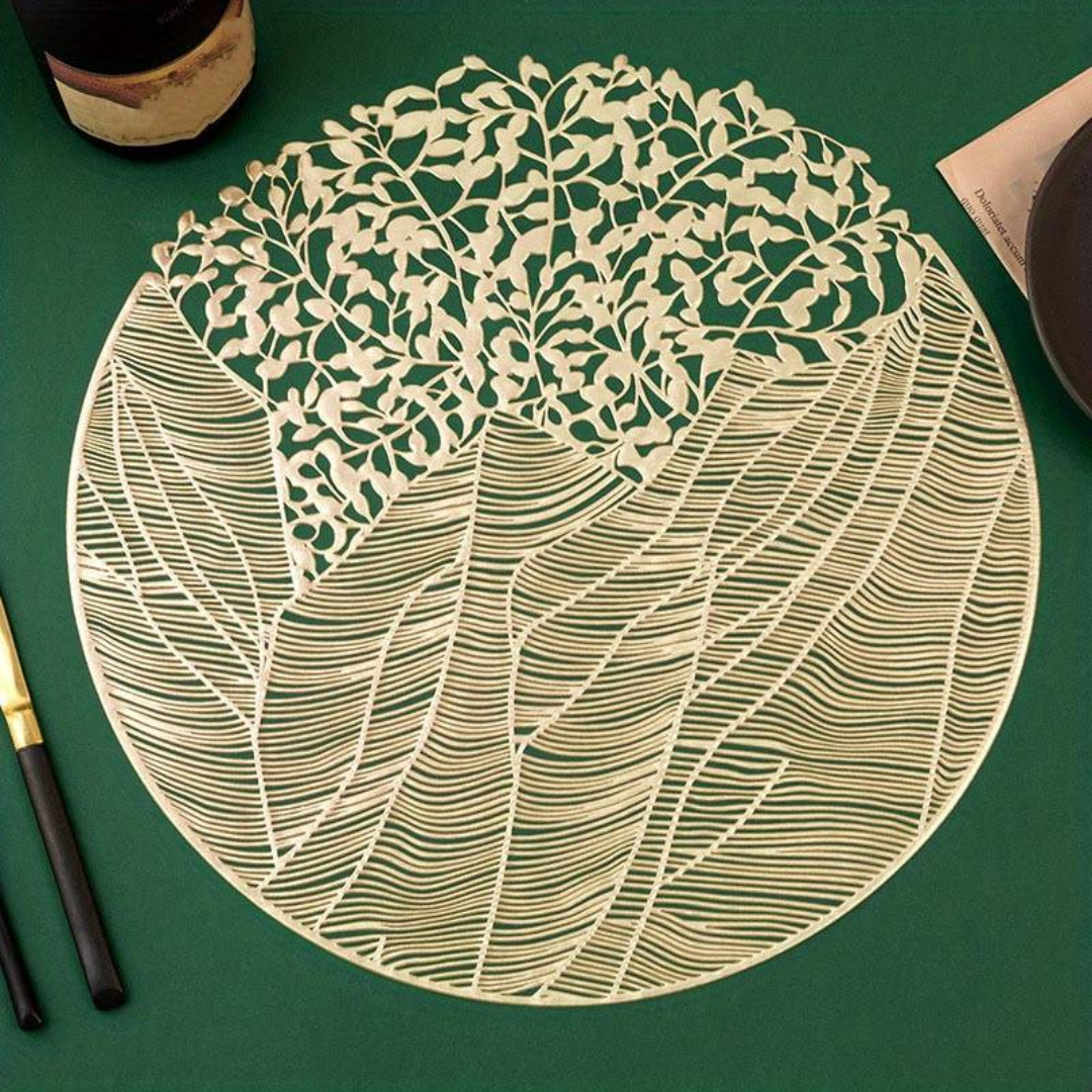 New Design Round Laser Cut Metallic Look Dining Mat Set of 6