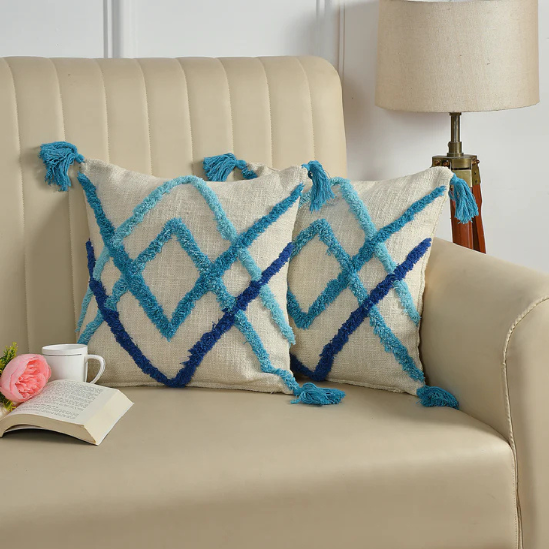 Melona Cross Tufted Cushion Cover - Set Of Two