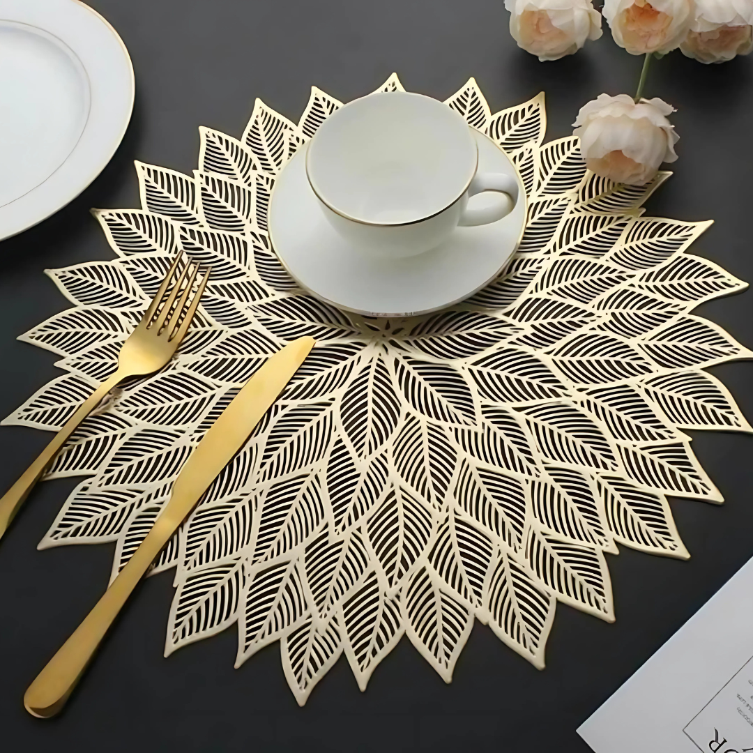 Petals Laser Cut Metallic Look Dining Mat of 6