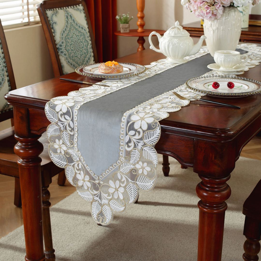 Grey-color-Velvet-Dining-and-center-Table-Runners