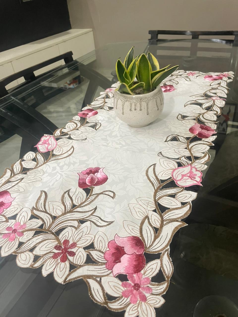Tissue Embroidery Centre Table Runner