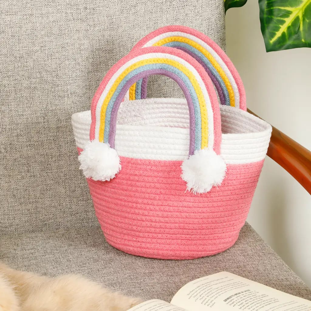 pink-color-Rainbow-Handle-Baskets