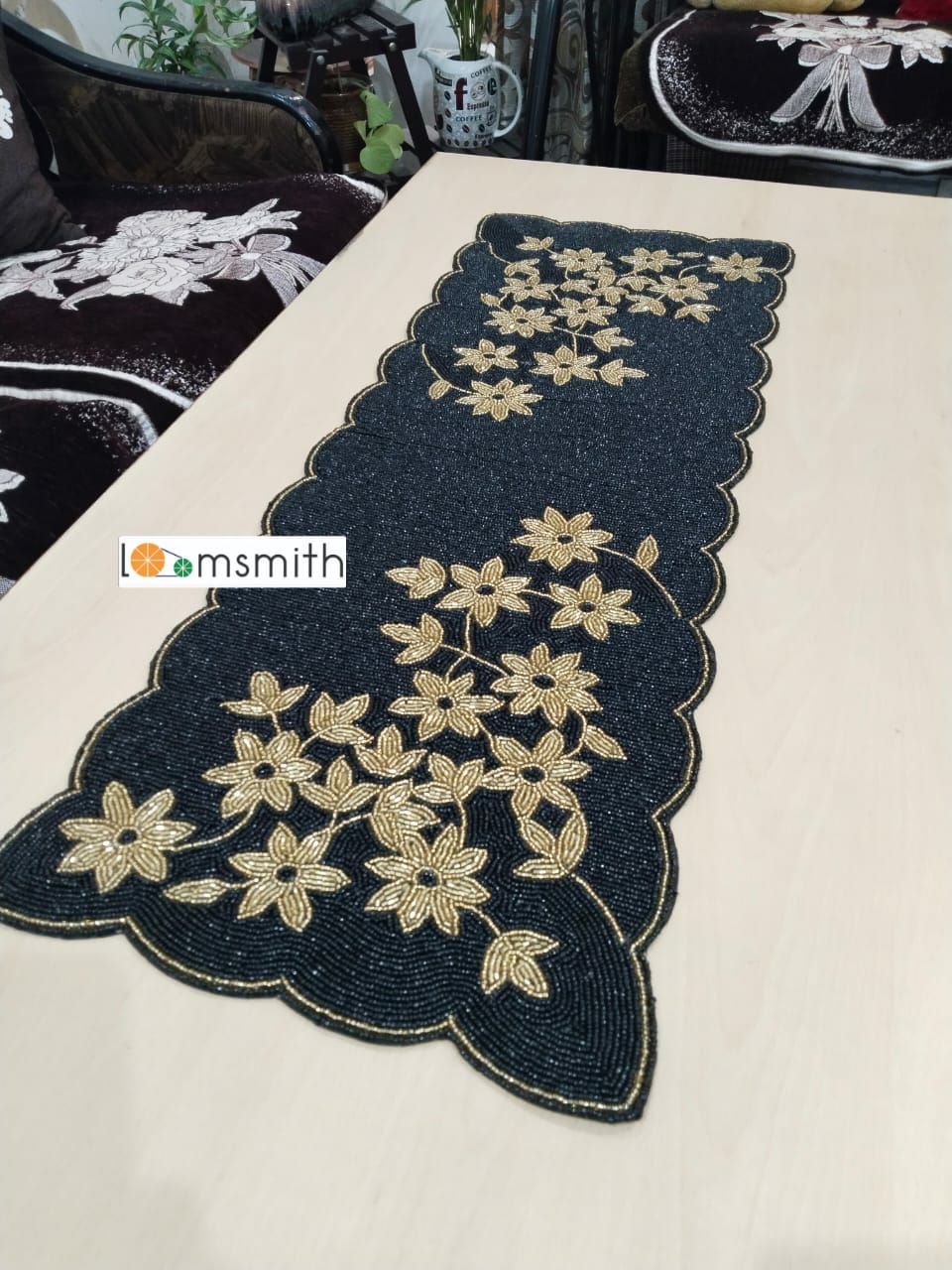 Handmade Beaded Table Runner