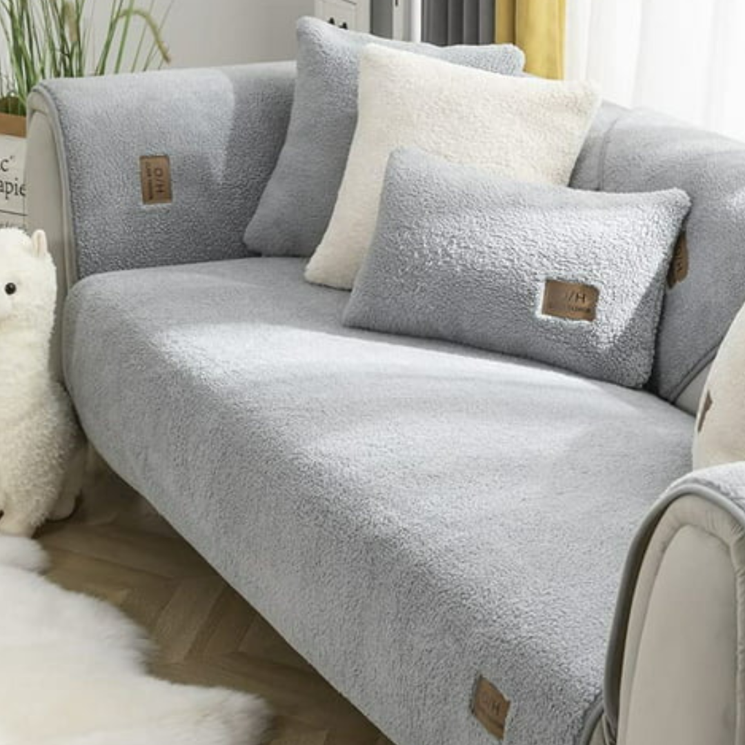 Modern Solid Color Lamb Wool Sofa Towel Thicken Plush Soft And Smooth Sofa Covers For Living Room Anti-slip Couch Cover