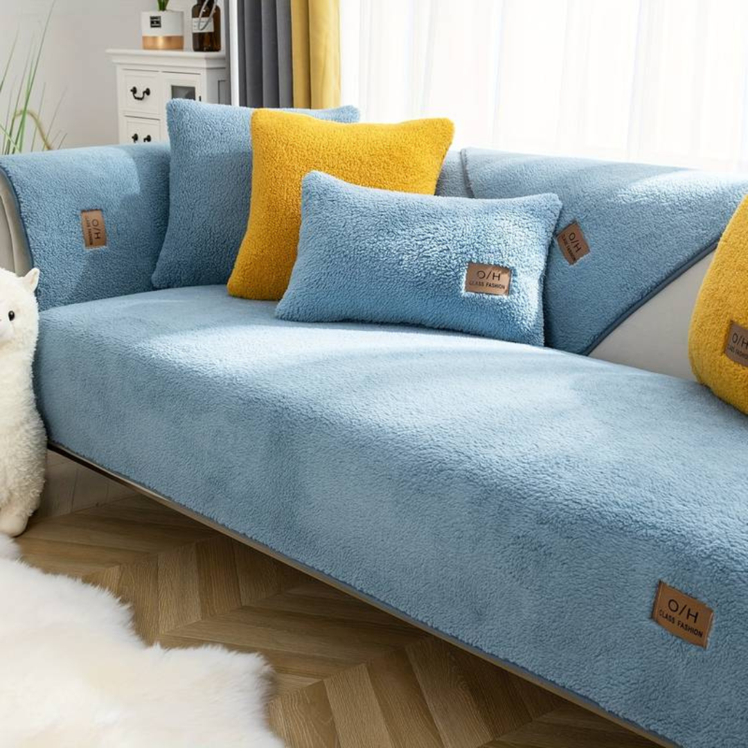 Modern Solid Color Lamb Wool Sofa Towel Thicken Plush Soft And Smooth Sofa Covers For Living Room Anti-slip Couch Cover