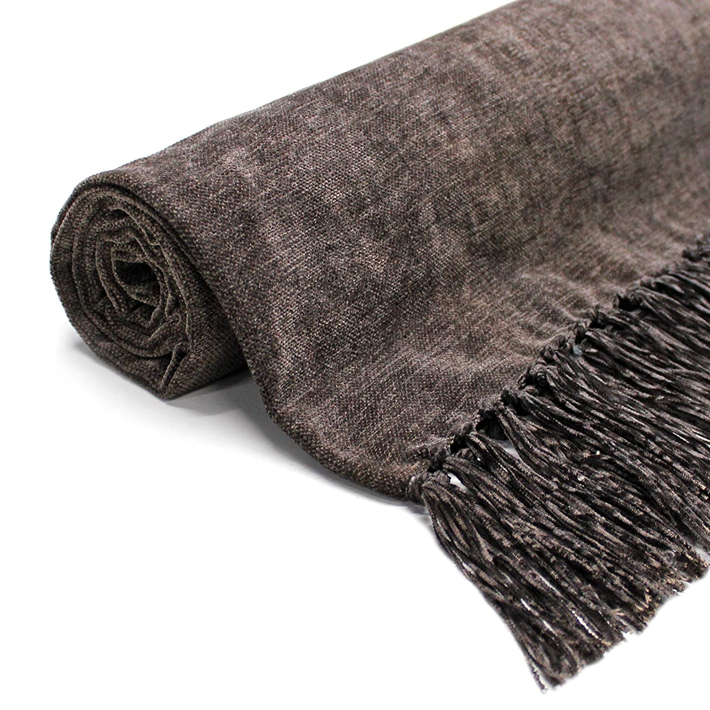 Loomsmith-Soft-Chenille-Throw-For-Sofa-of-grey-color-with-beautiful-tassels-for-sofa-elegant-look