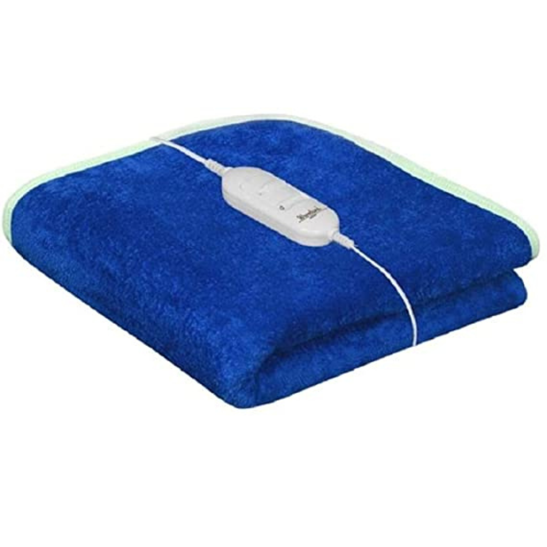 blue color electric blanket with 2 remote controllable charger for winters