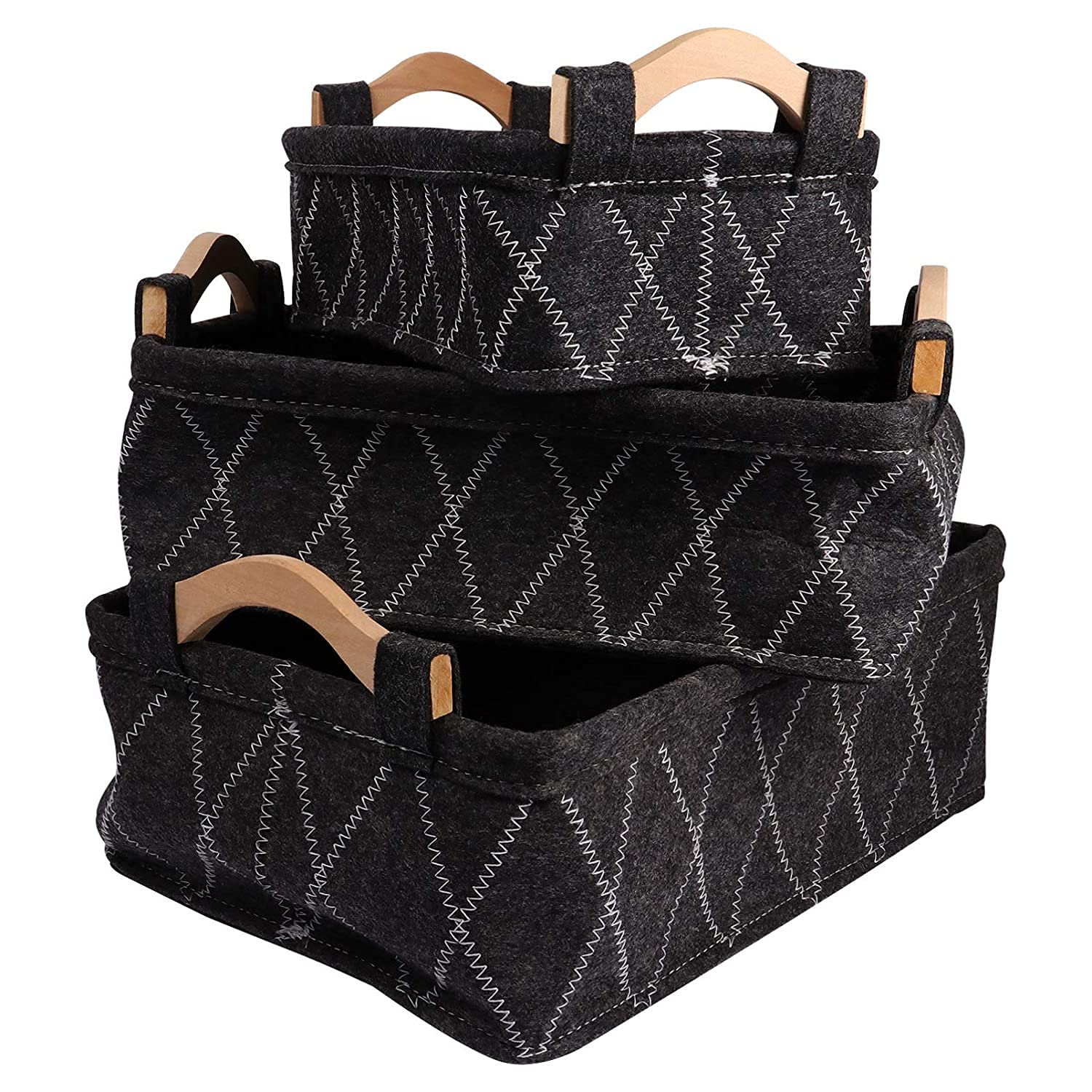 Felt Storage Racks Buy Felt Storage Basket set of 3 | Loomsmith