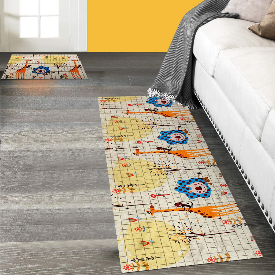 Loomsmith-antiskid-kitchen-floor-mat-giraffe-print-two-pieces-set