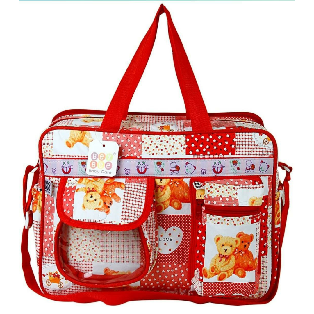 baby diaper bag for mothers waterproof easy to carry with adjustable shoulder strap in red color