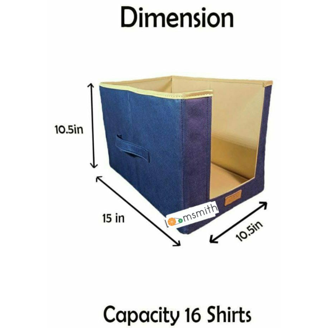 blue-color-Loomsmith-foldable-shirt-stacker-organizer-dimensions-capacity