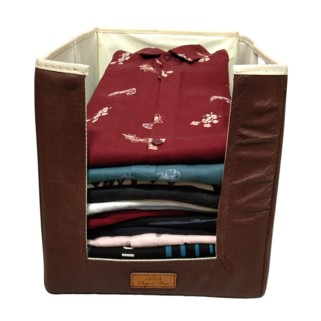 brown-color-foldable-shirt-stacker-organizer-front-view