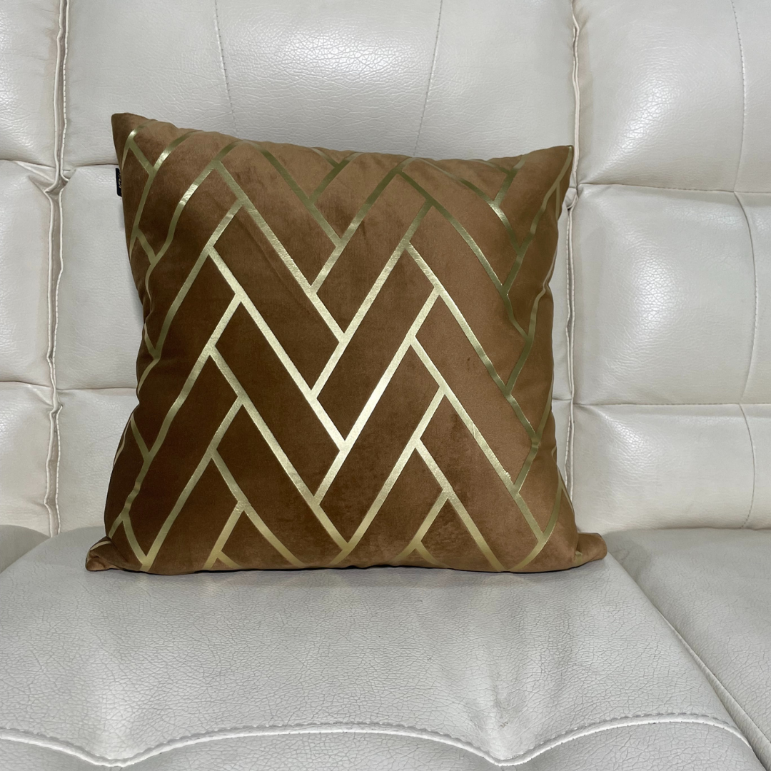 loomsmith-gold-printed-velvet-cushion-cover-set-of-five-brown-color-cushion-lying-on-sofa