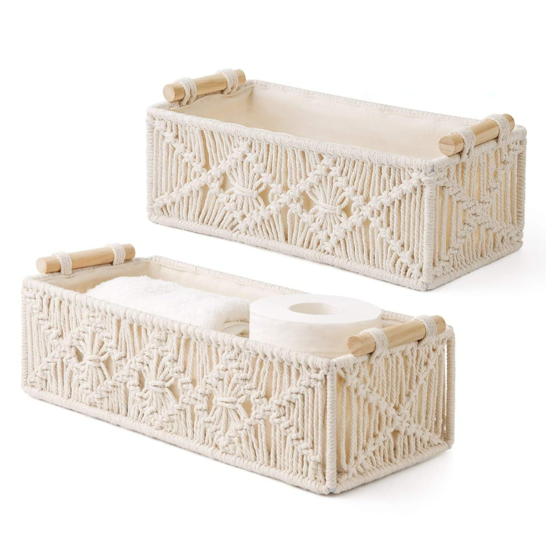 Macrame-Basket-with-wooden-Handles- Knotted-Design