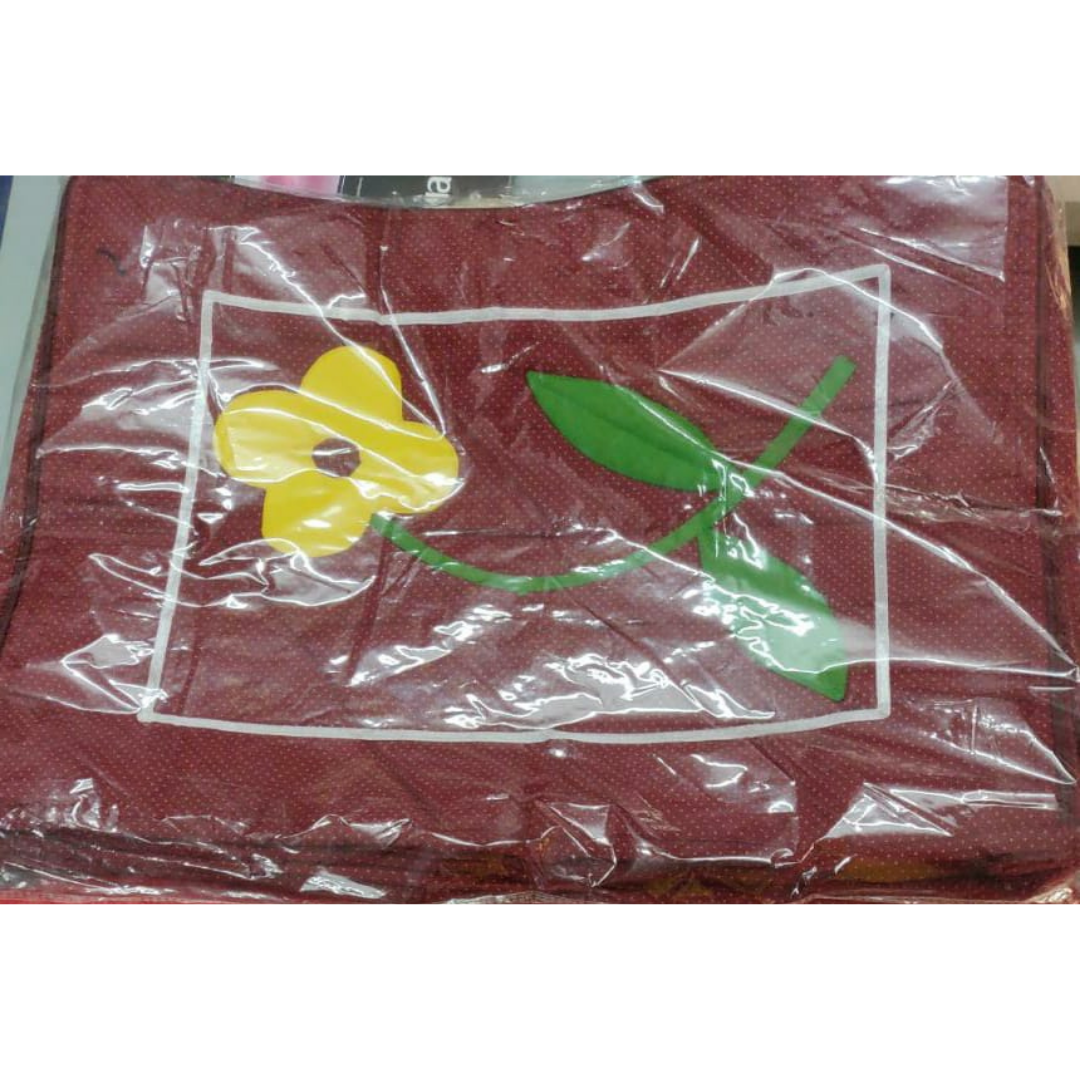 maroon color saree cover bag/organizer of cotton fabric 12 flaps transparent pockets polka dots design