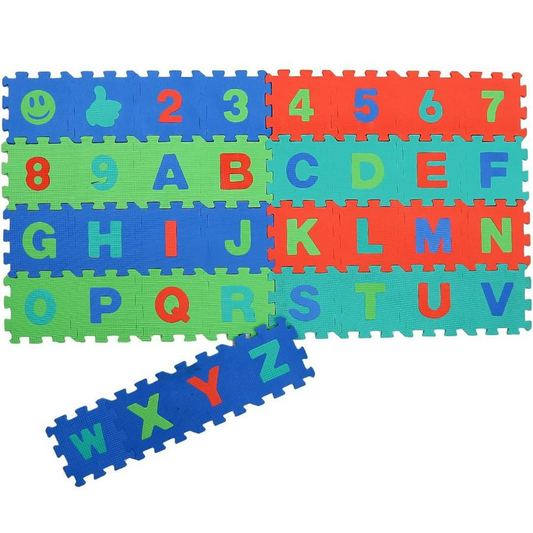 puzzle mat for kids with number 0 to 9 and alphabets numbers and alphabets can be easily removed & placed
