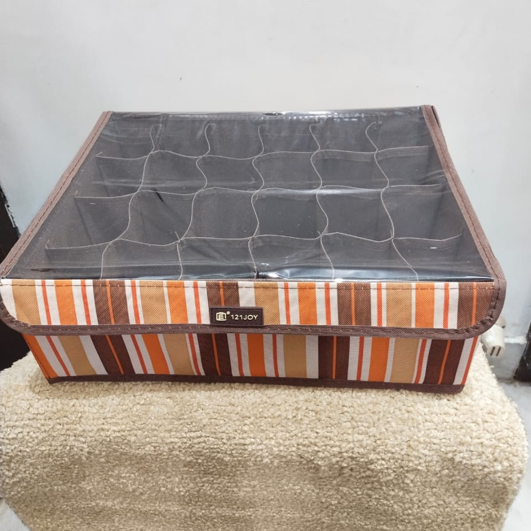 foldable-undergarments-organizer-with-transparent-lid-24-grids-for-drawer-use-prevents-unwanted-smell-in-wardrobe-brown-color