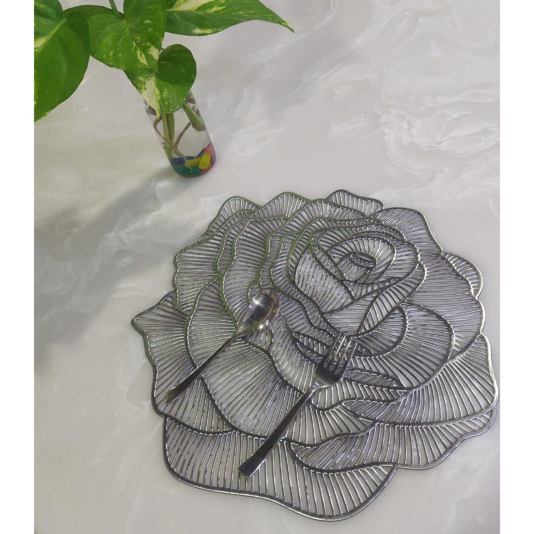 loomsmith-rose-shape-laser-cut-metallic-dining-set-of-six-in-silver-color-perfectly-designed-lining-in-petal-cut-flower-theme