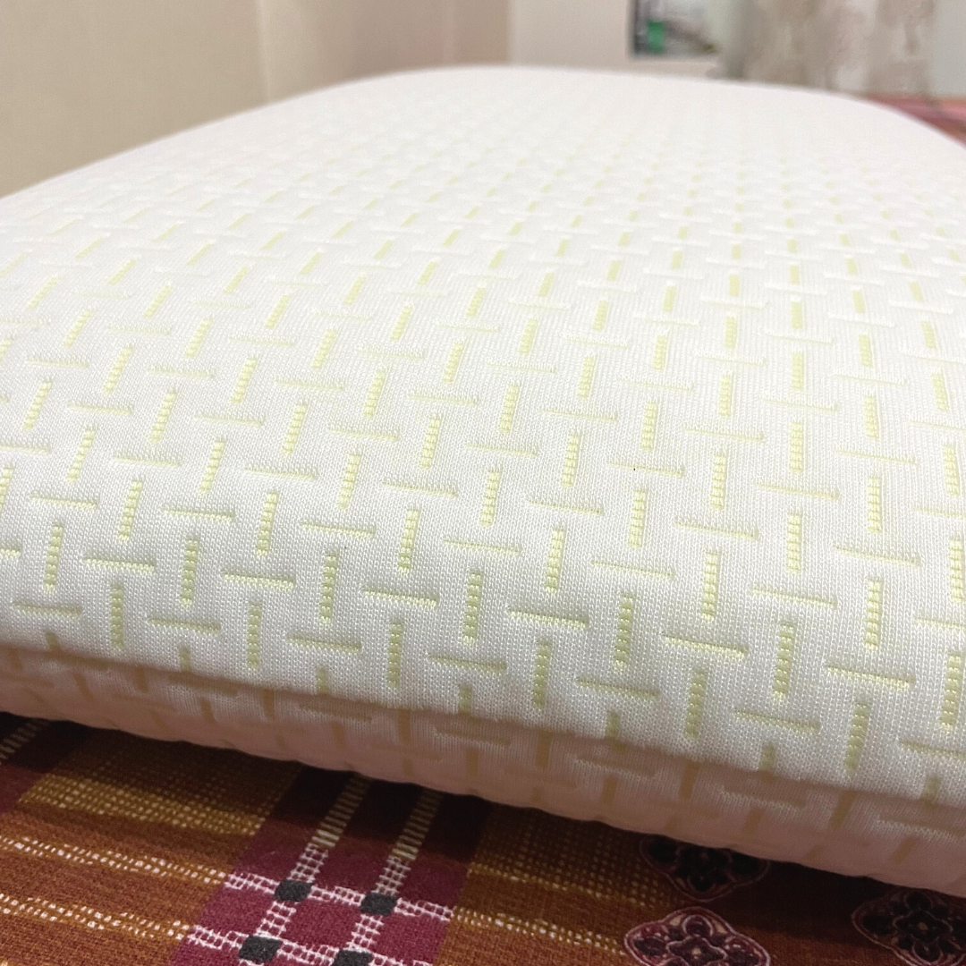 detailed pillow designed in a simple pattern close view