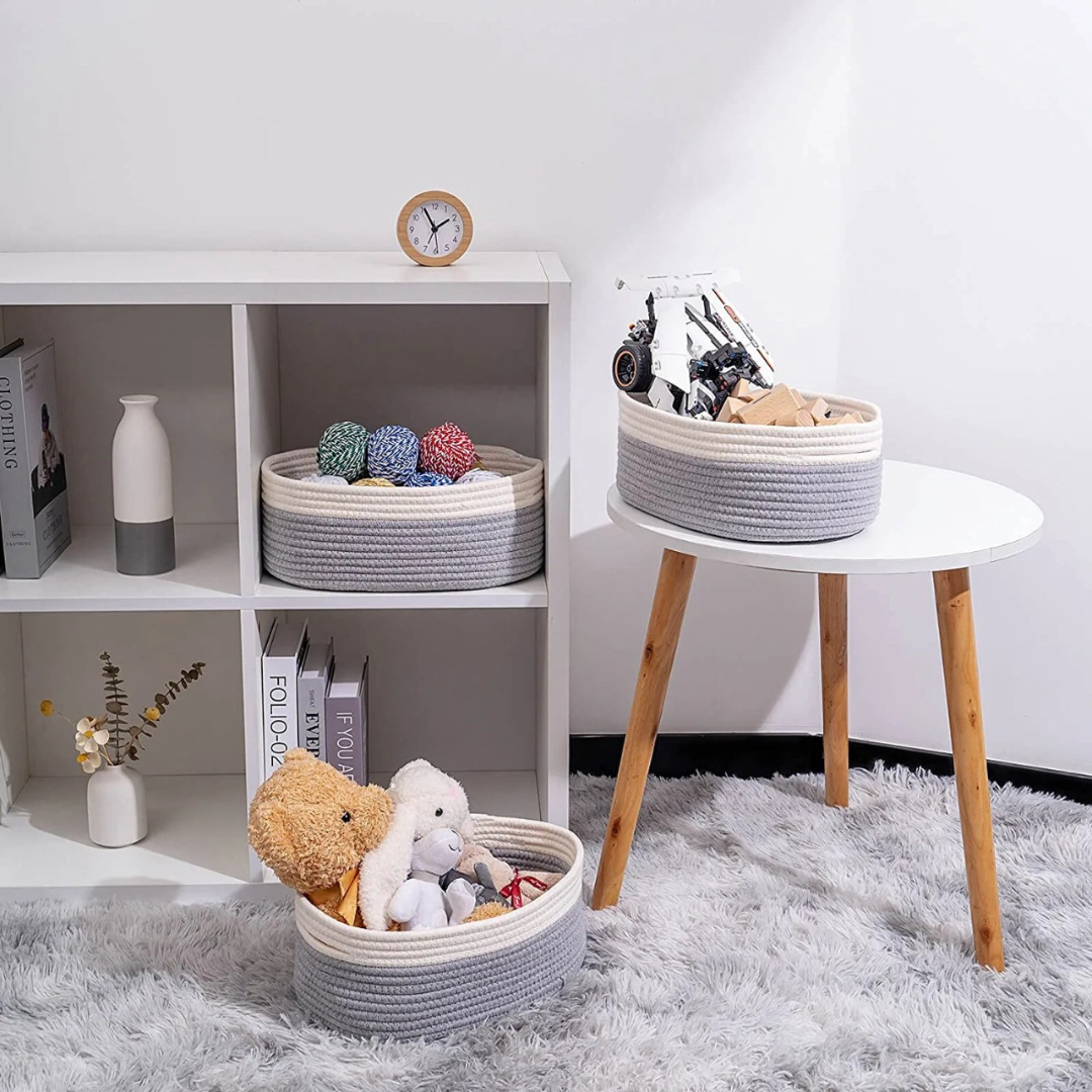 Grey-White-color-Rectangle-cotton-rope-basket-set-of-3-for-multipupose-use-storage-basket