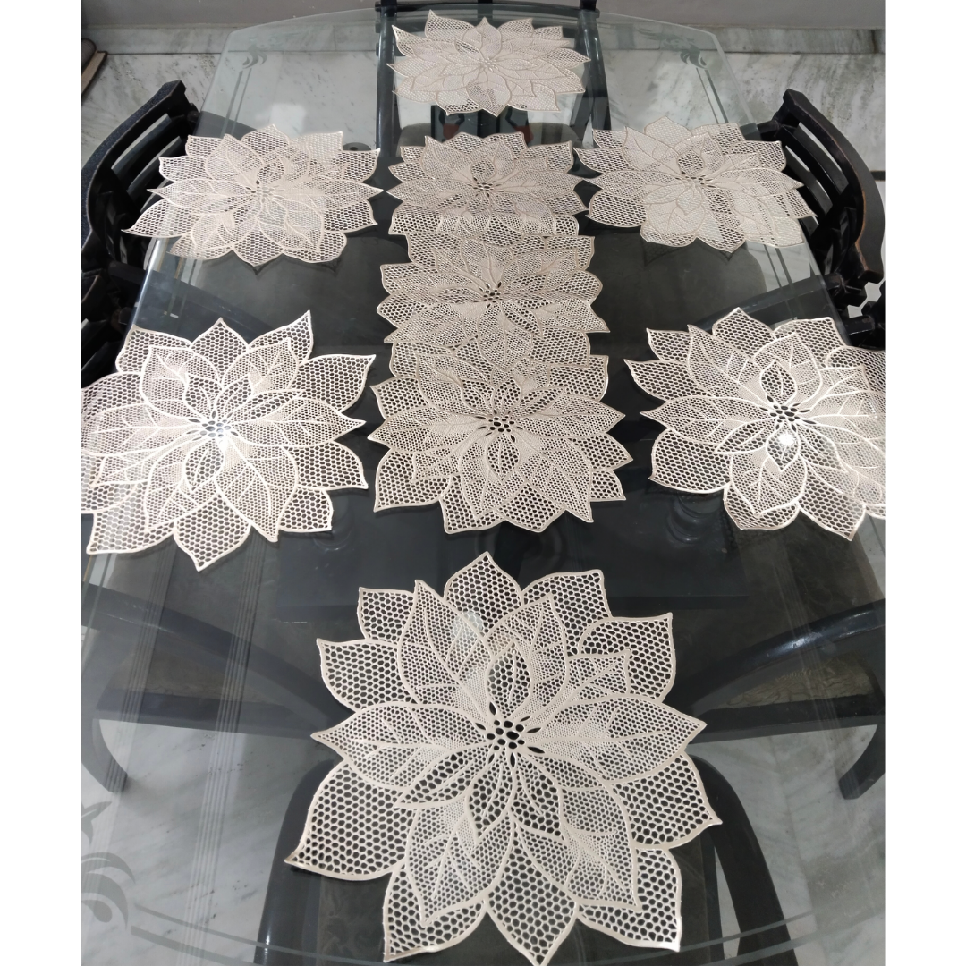 Sunflower Laser Cut Metallic Look Dining Combo Set