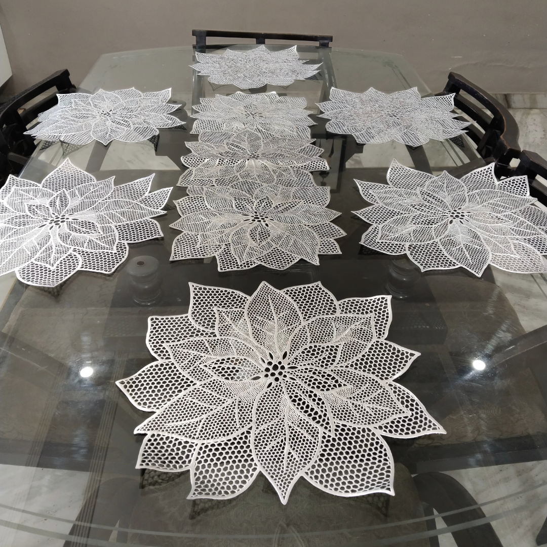 Sunflower Laser Cut Metallic Look Dining Combo Set