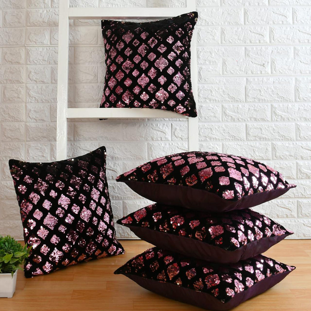 loomsmith-sequin-cushion-cover-set-of-five-pink-color-changing-with-zipper-polyester-blend-fabric