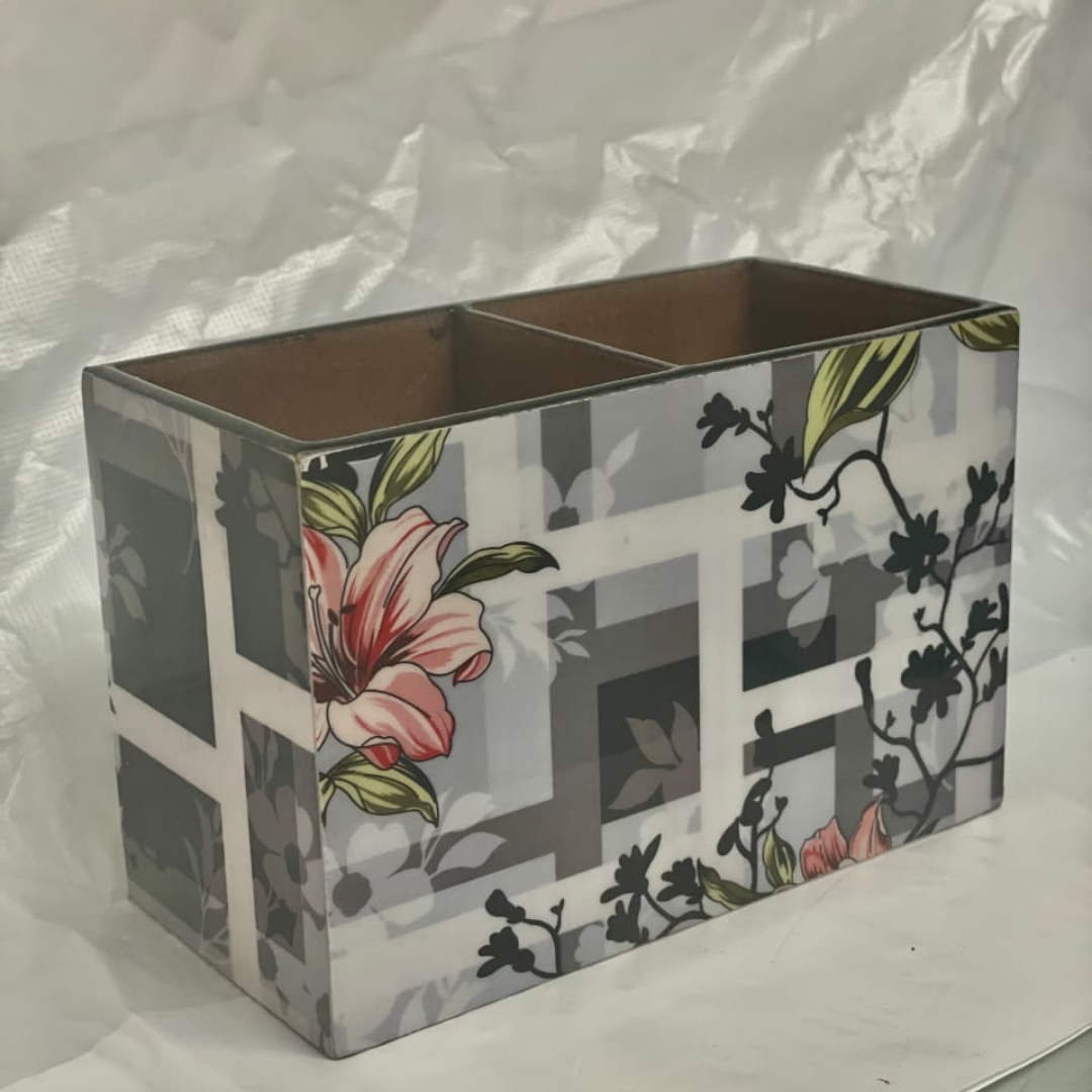 wooden-printed-cutlery-holder-light-grey-white-colour-and-printed-flowers-lying-on-the-form-holder-have-two-block-storage