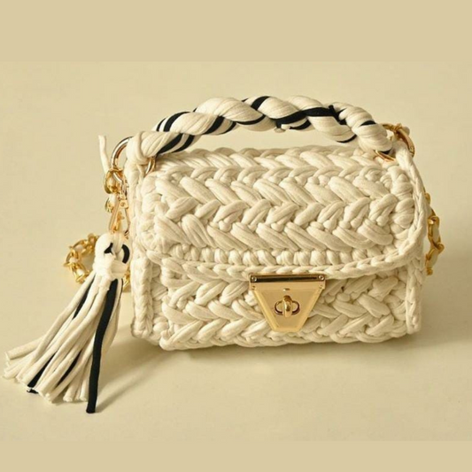 Crochet Handmade Sling Bag in White