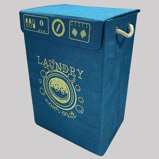 loomsmith-foldable-laundry-basket-with-lid-basket-bag-hard-cardboard-72-litres-capacity-blue-color-cloth-organizer