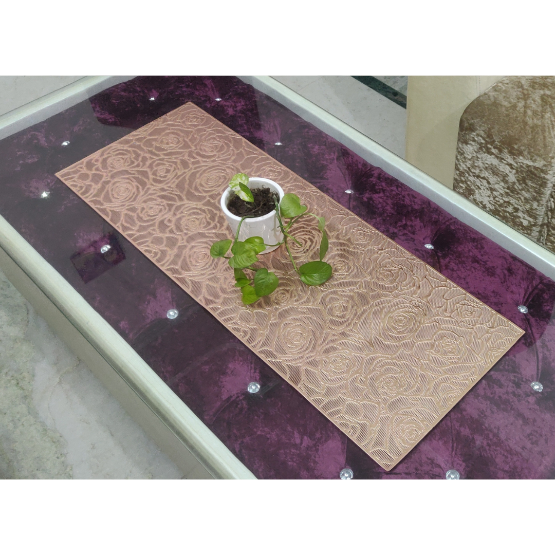 loomsmith-metallic-look-table-runner-for-center-table-with-rose-print-copper-color