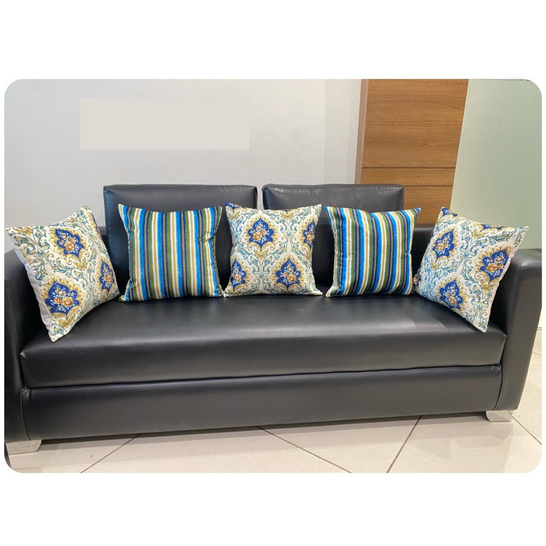 loomsmith-mix-n-match-pillow-covers-set-of-five-two-with-strip-printed-three-with-leaf-printed-cushion-covers-for-sofa-use-bedroom-use-blue-color