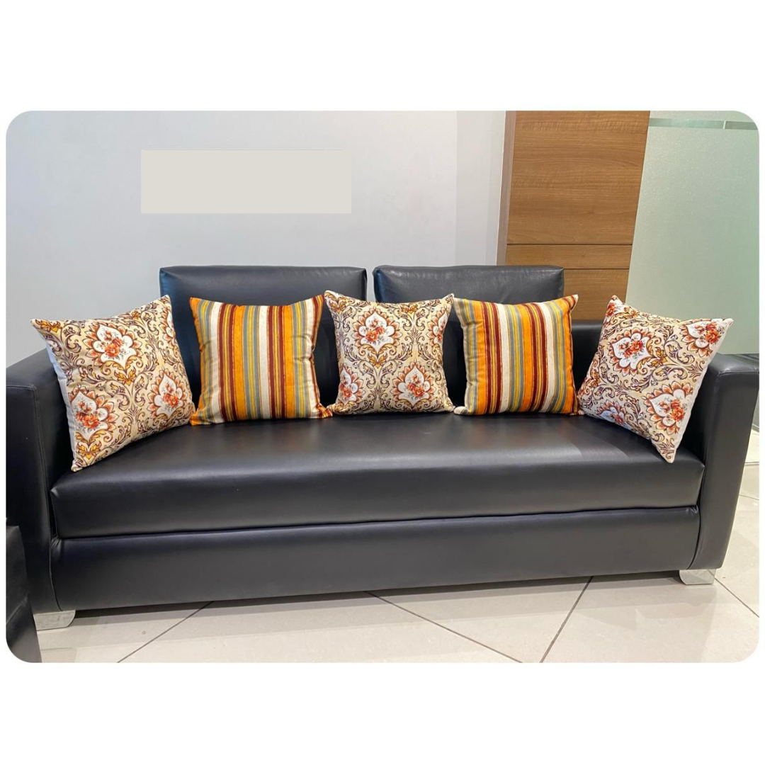 loomsmith-mix-n-match-pillow-covers-set-of-five-two-with-strip-printed-three-with-leaf-printed-cushion-covers-for-sofa-use-bedroom-use-orange-color