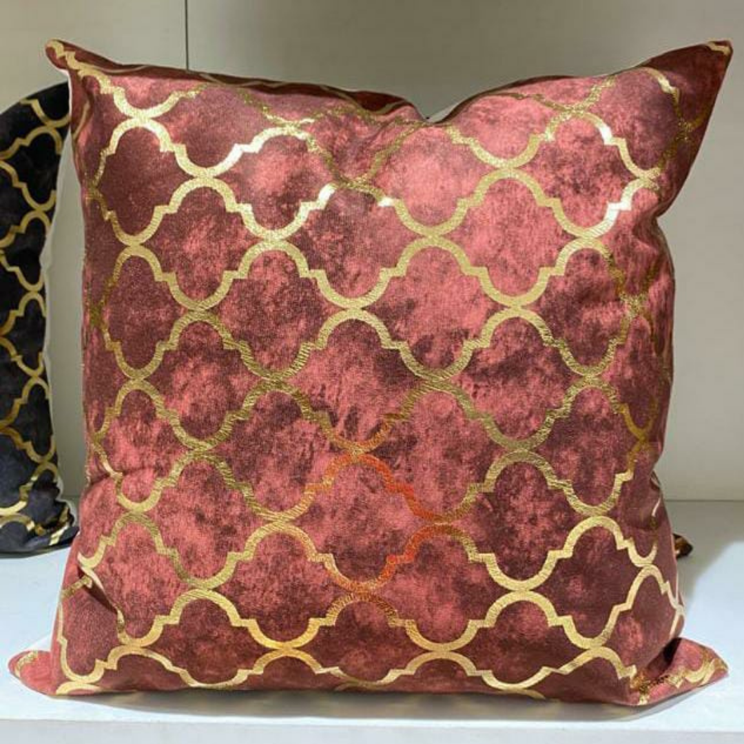 loomsmith-velvet-cushion-cover-gold-foil-printed-brown-color-moroccan-lattice-design-gives-tradtional-royal-look-to-living-area-velvet-fabric-gives-soft-texture-and-shiny-look-eye-catching-designed