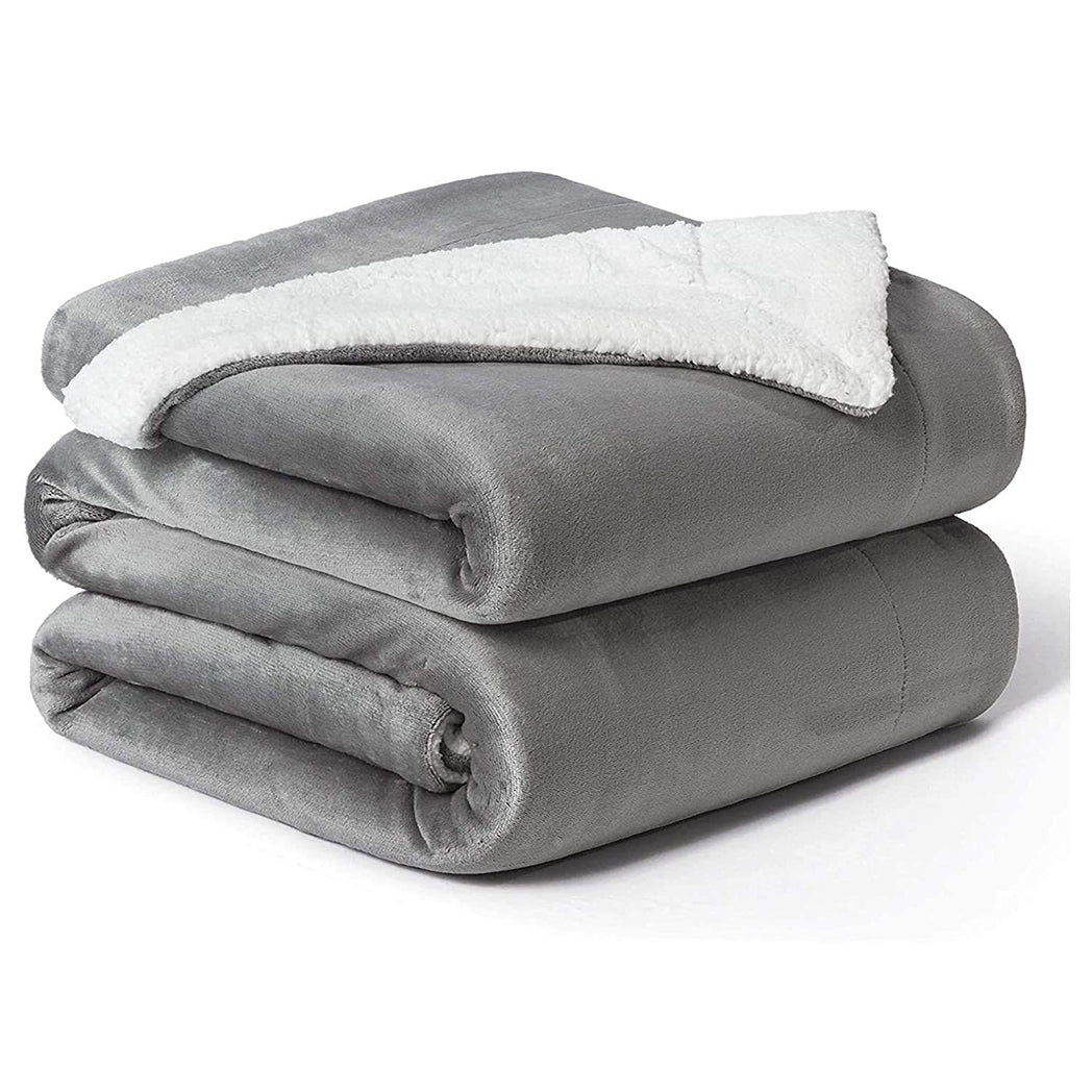 loomsmith-flannel-sherpa-blanket-double-blanket-single-blanket-grey-color-blanket-light-weight-easy-to-wash-cozy warm