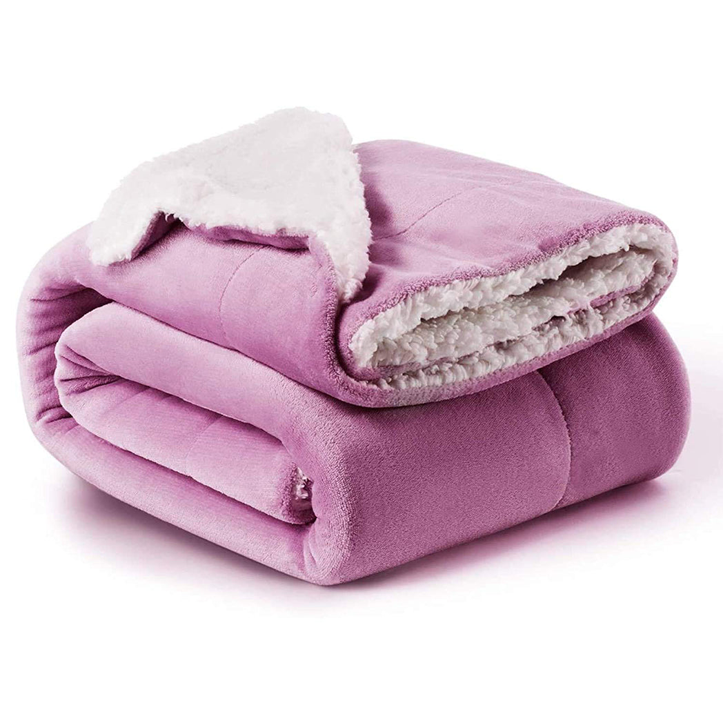 loomsmith-flannel-sherpa-blanket-double-blanket-single-blanket--light-pink-color-blanket-light-weight-easy-to-wash-cozy warm