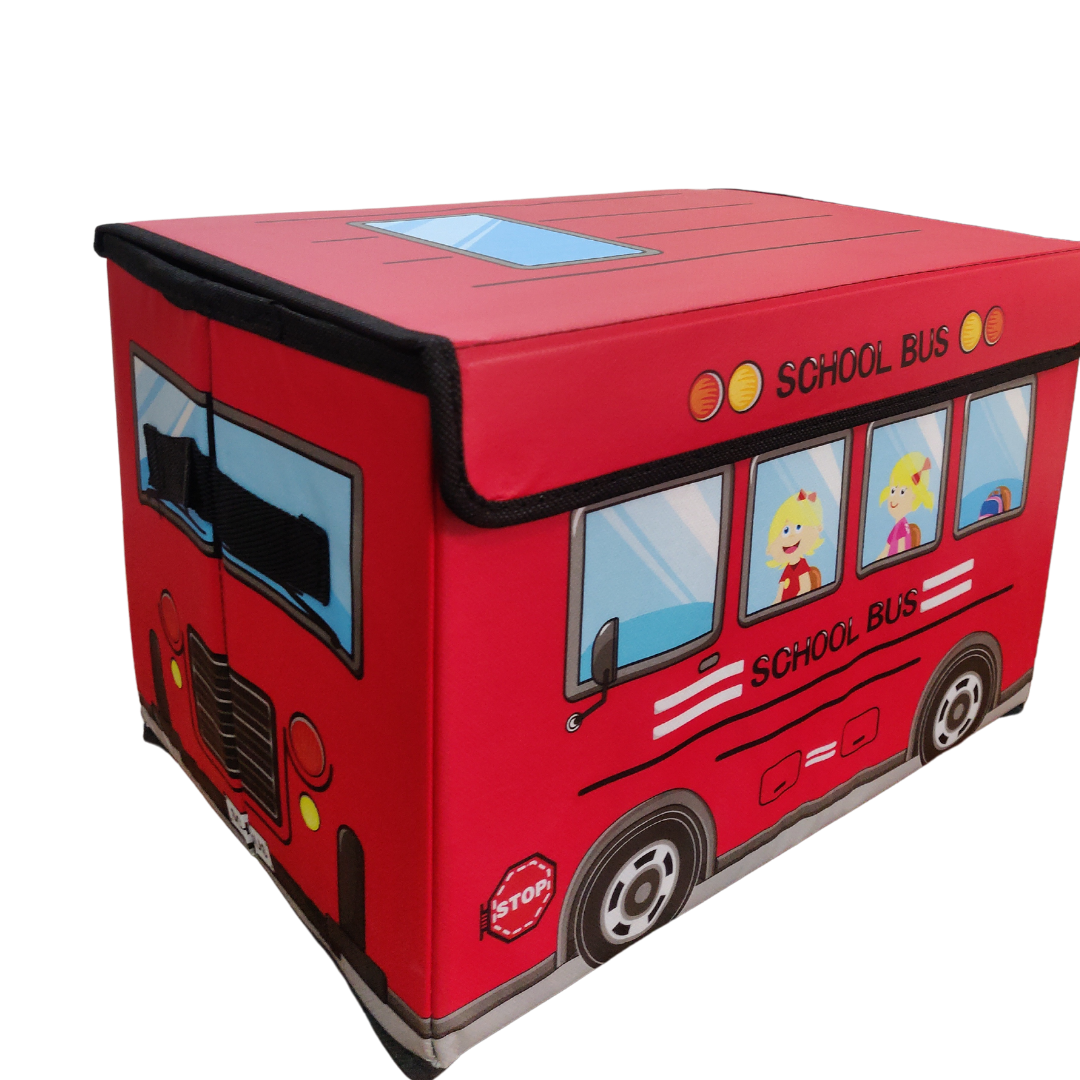 foldable-school-bus-storage-box-for-kids-toys-books-clothes-in-red-color-mini-school-bus-made-of-cardboard