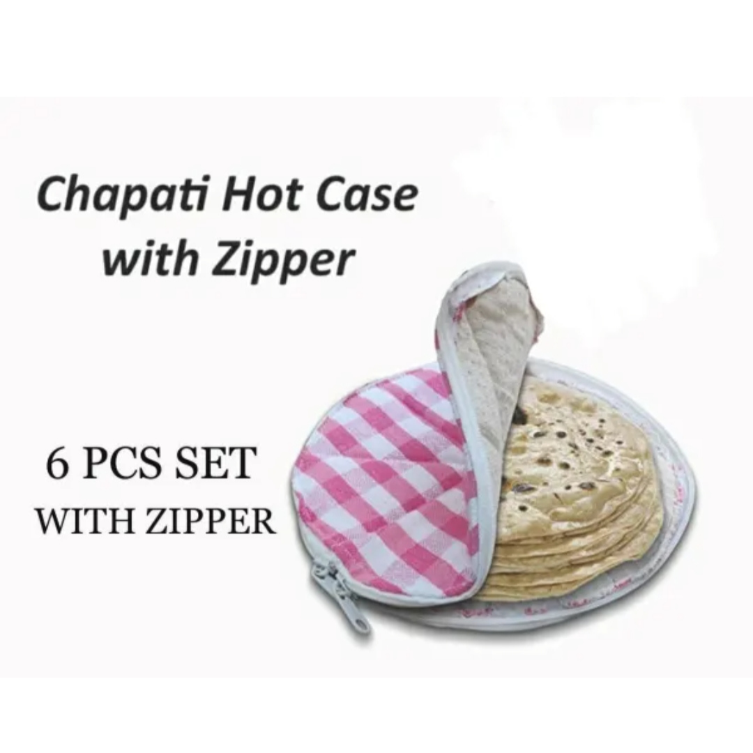 Chapati hot cover with zipper checked design cotton quilted chapati case  for big size chapati